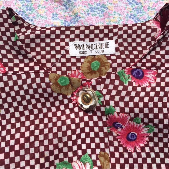 90S CHECKERED FLORAL TOP - Picture 3 of 3